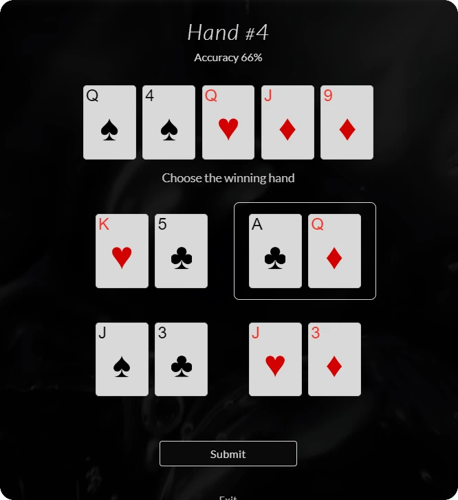 An example of the nlh hand recognition module