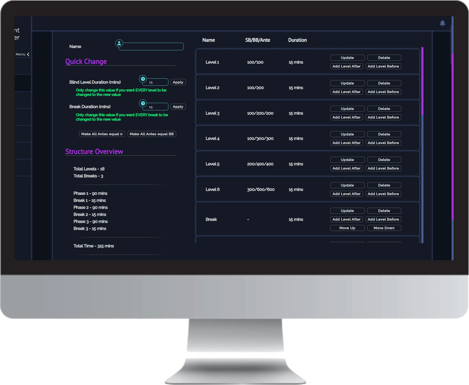 The creation of a blind structure shown on a 4k display