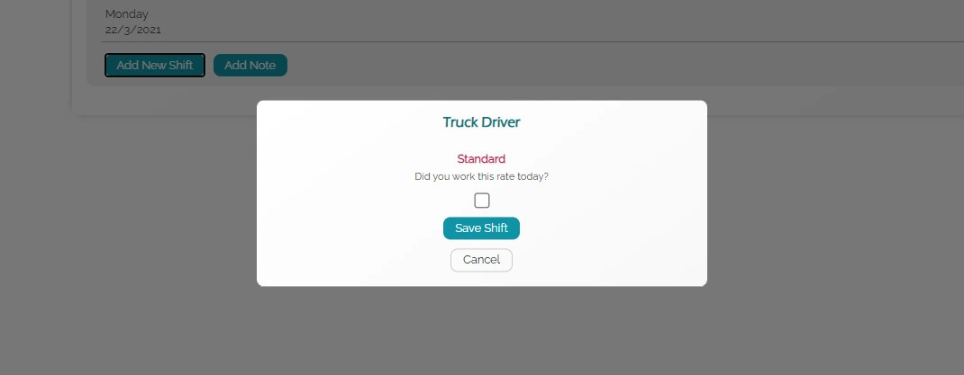 A subcontractor filling out the details needed for the daily rate type